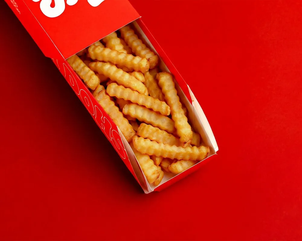 Dough Dohs Ziggy Fries in a branded red box